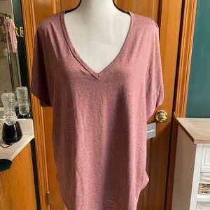 Eddie Bauer V Neck top with slit shoulders